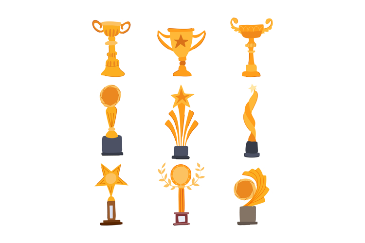 gold trophy set cartoon
