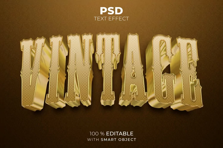 Gold Vintage 3D editable text effect