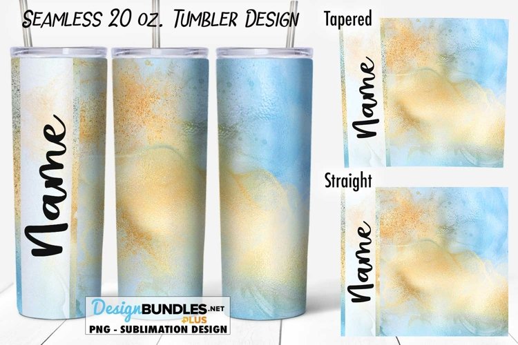 Blue and Gold 20 oz Seamless Tumbler Sublimation Wrap