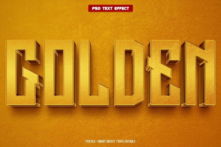 Golden 3D editable text effect example image 1