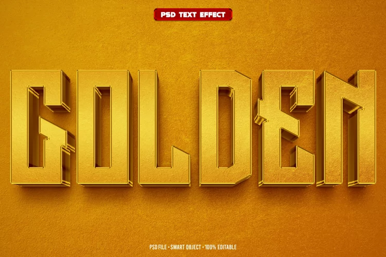 Golden 3D editable text effect