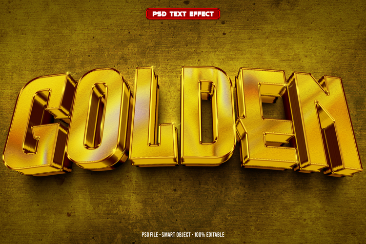 Golden 3D editable text effect