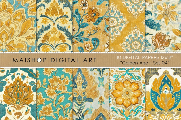 Ornate Damask Floral Seamless Backgrounds
