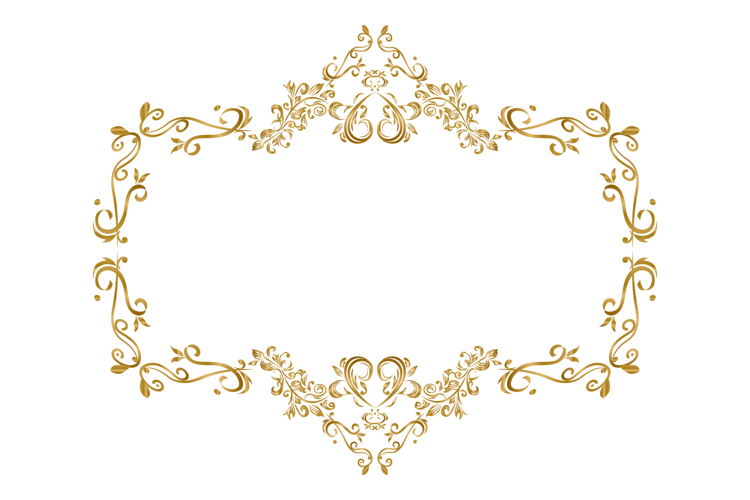 Golden calligraphic vintage frame element baroque decoration