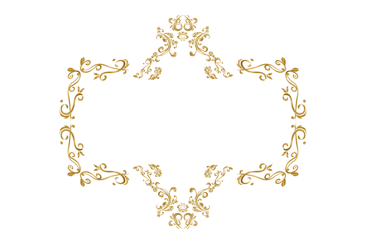 Golden calligraphic vintage frame element baroque design