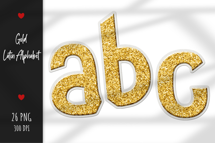 Decorative Golden Latin Alphabet