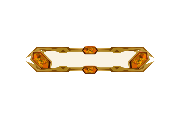 Golden frame with orange diamond for game ui design