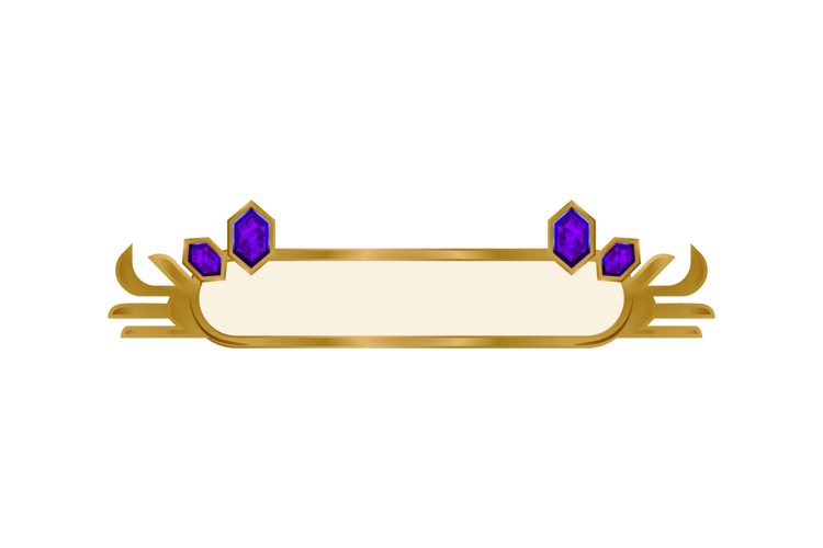 Golden frame with purple diamond for game ui design