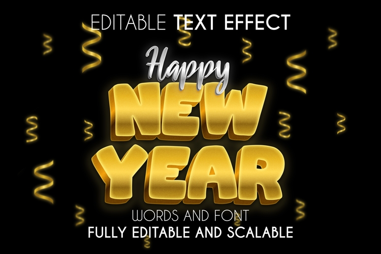 Golden Happy New Year Text Effect | Editable AI Text Effect