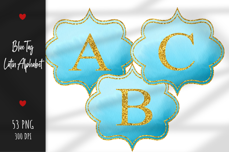 Bright Blue Labels with Latin Letters