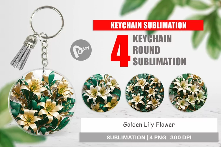 Keychain Golden Lily Flower