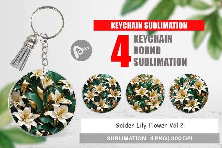 Keychain Golden Lily Flower example image 1