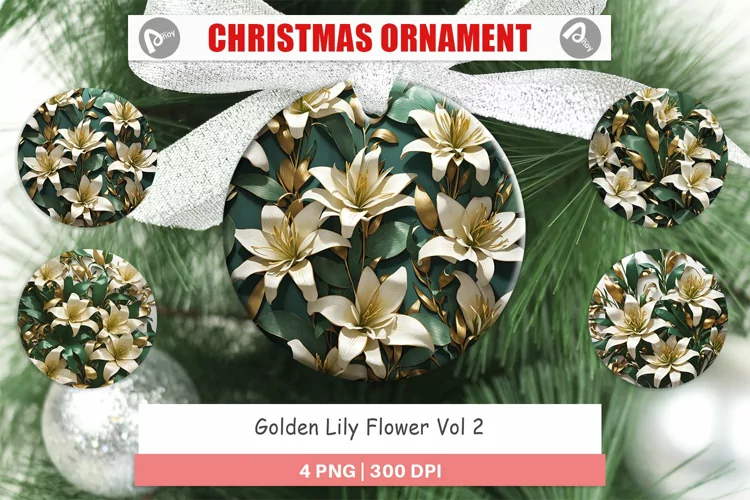Christmas Ornaments Golden Lily Flower