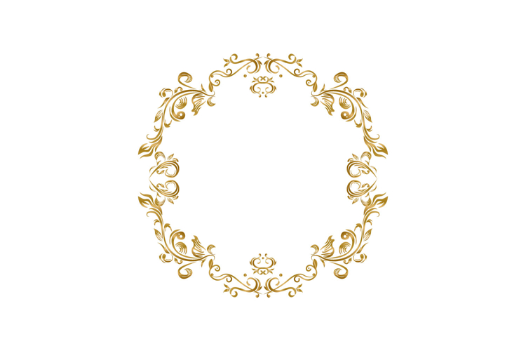 Golden ornament floral frame decoration baroque element conc