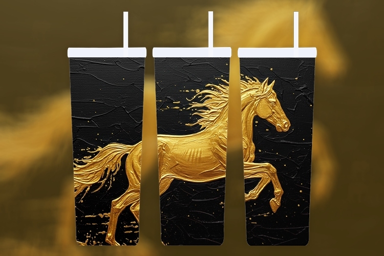 Golden Horse and Rider Tumbler Wrap