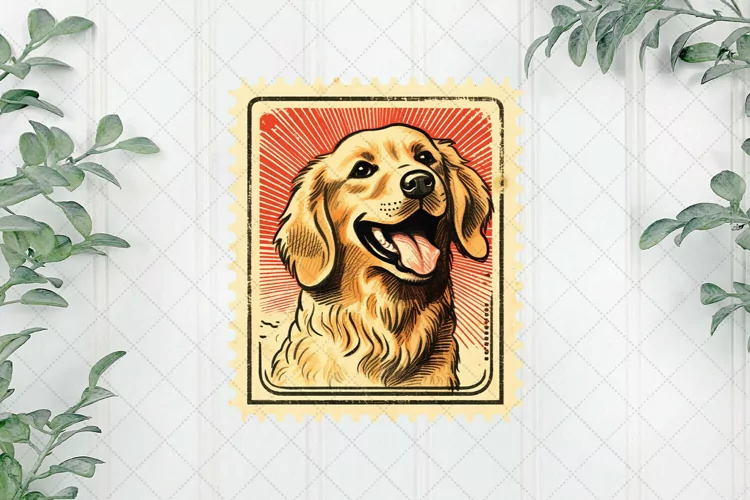 Dog Portrait Vintage Sublimation Clipart