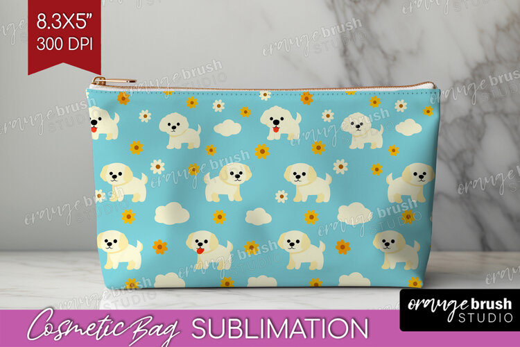 Golden Retriever Dog Cosmetic Bag Cute Chibi Puppy Makeup example image 1