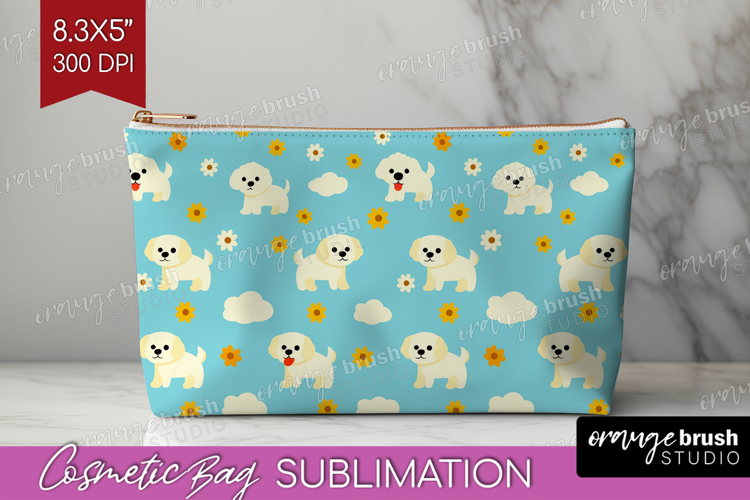 Golden Retriever Dog Cosmetic Bag Cute Chibi Puppy Makeup