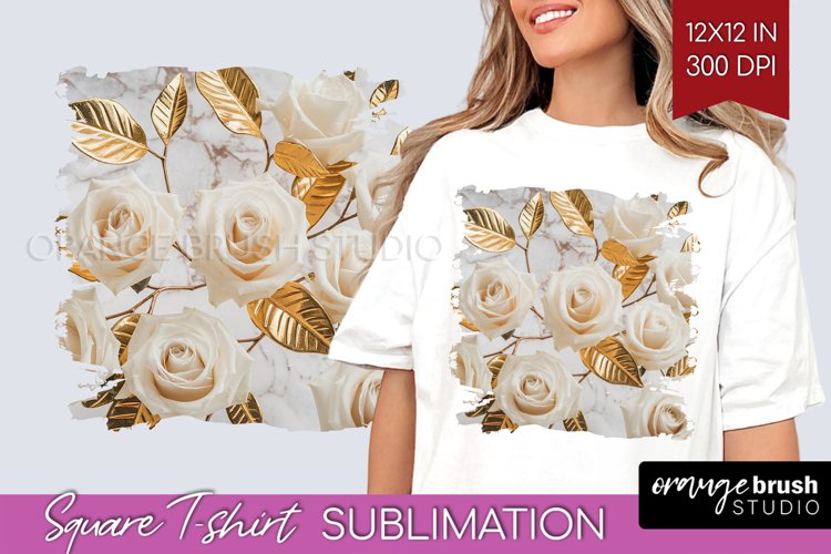 3d Rose Square Tshirt Background - Marble Rose PNG