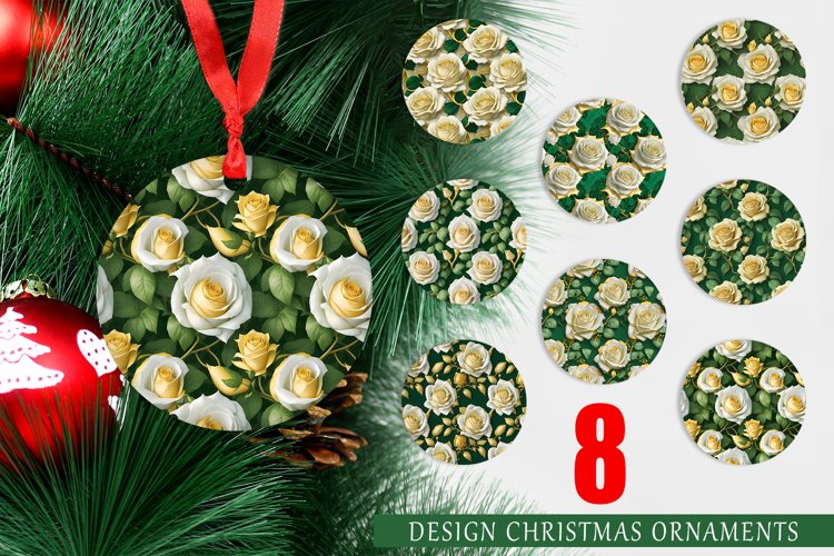 3D Golden Roses Christmas Ornaments