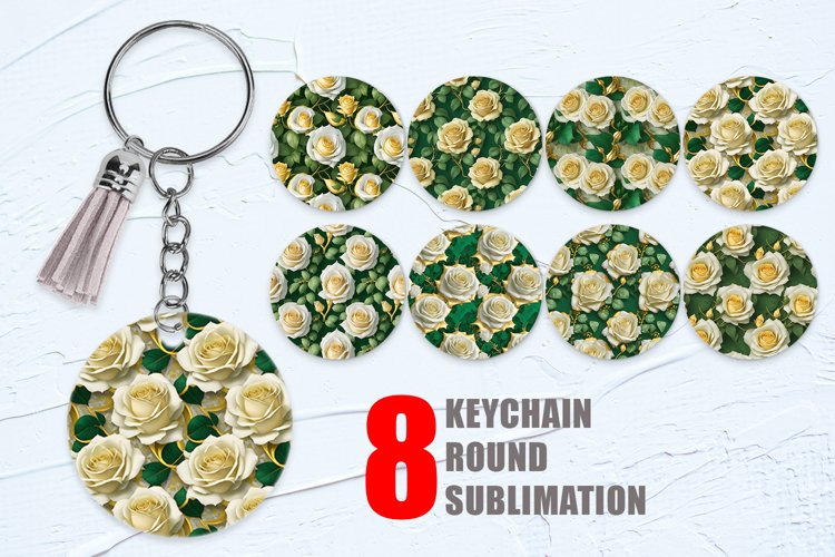 3D Golden Roses Keychain | Keyring