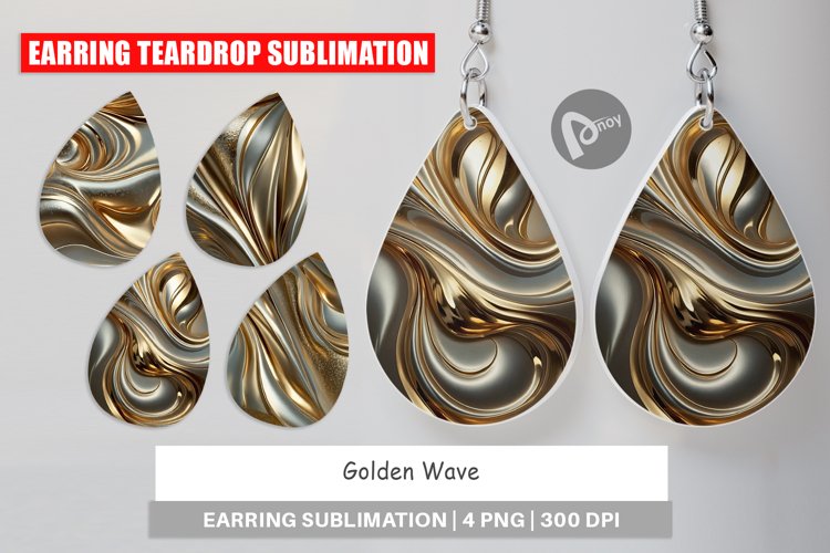 Earring Teardrop Golden Wave