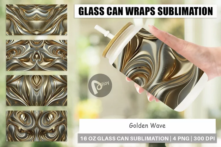 Glass Can Wraps Golden Wave