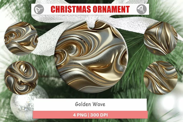 Christmas Ornaments Golden Wave