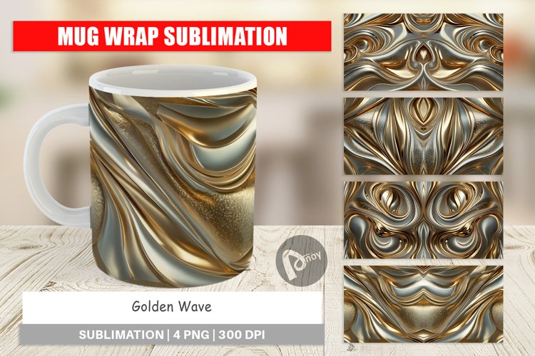 Mug Wrap Design Golden Wave example image 1