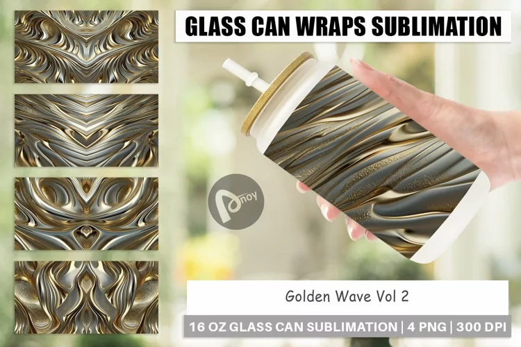 Glass Can Wraps Golden Wave