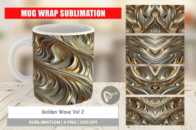 Mug Wrap Design Golden Wave example image 1