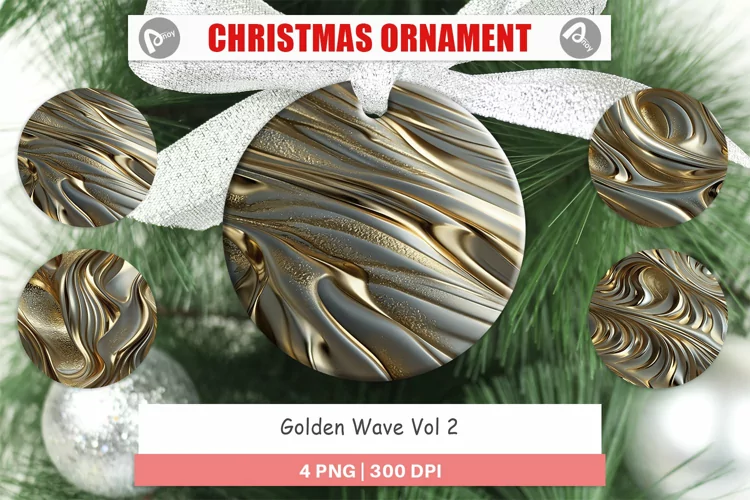 Christmas Ornaments Golden Wave
