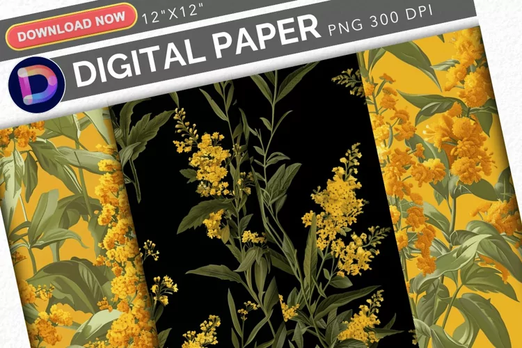 Goldenrod Flowers Digital Paper