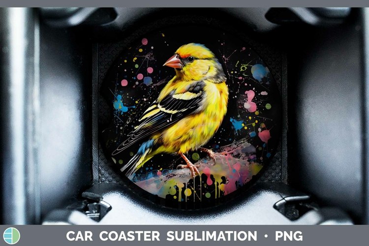 Goldfinch Car Coaster | Sublimation Coaster Designs