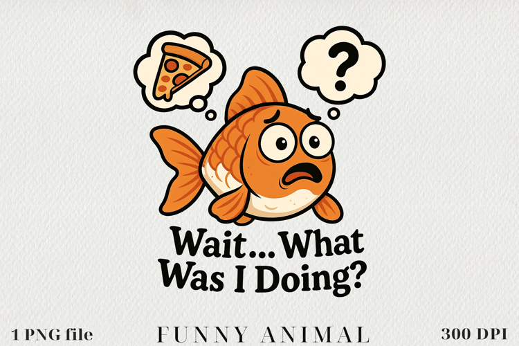 Confused Goldfish PNG, Sublimation Design.