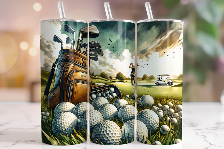 Golf Tumbler Wrap, Golf Landscape Tumbler Wrap, Golfer PNG