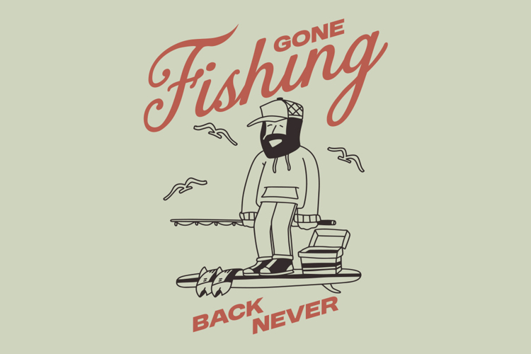 Gone Fishing Vintage Summer Fishing T shirt Design