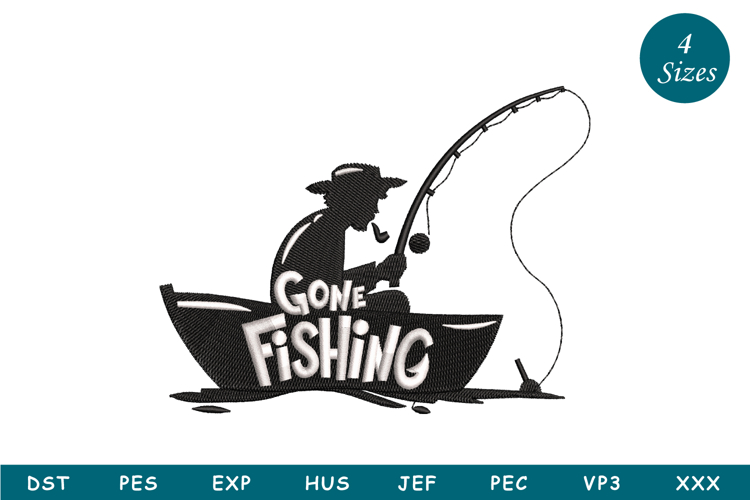Gone Fishing Embroidery Design