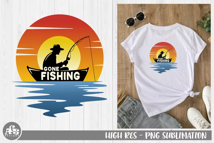 Gone Fishing Angler Fisherman Sublimation Design