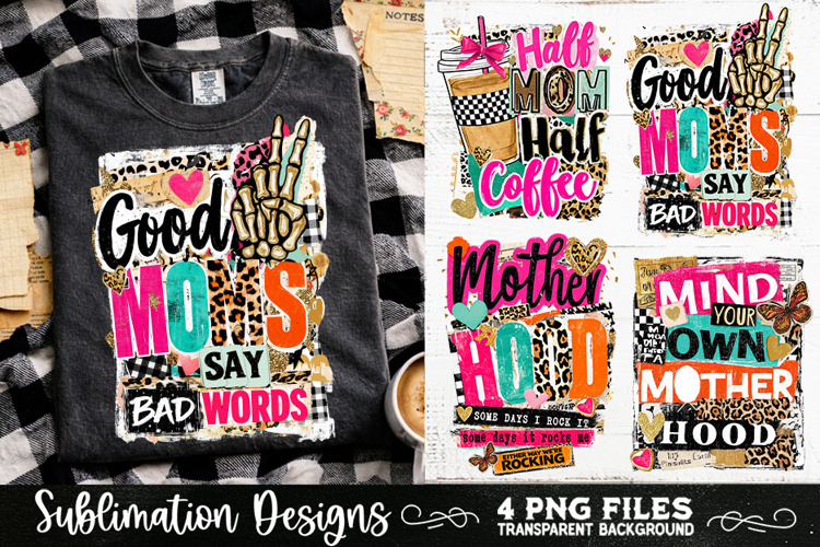 Trendy Mama PNG , Retro Collage Mama 4 Designs Sublimation