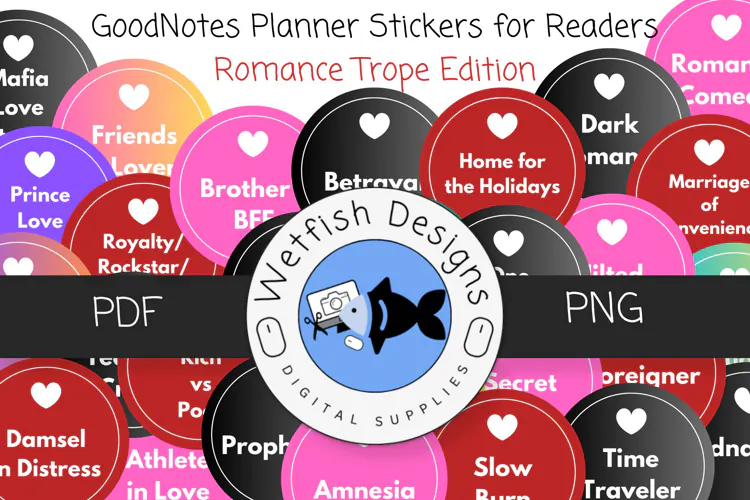 GoodNotes Planner Stickers for Romance Readers