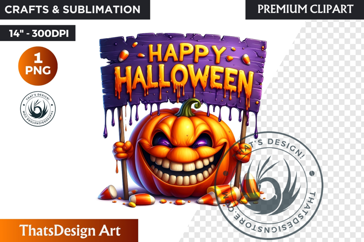 Goofy Halloween Pumpkin PNG, Funny Jack O Lantern Clipart