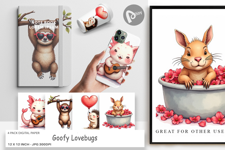 Goofy Lovebugs Digital Paper