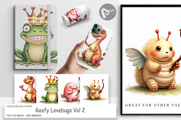 Goofy Lovebugs Digital Paper