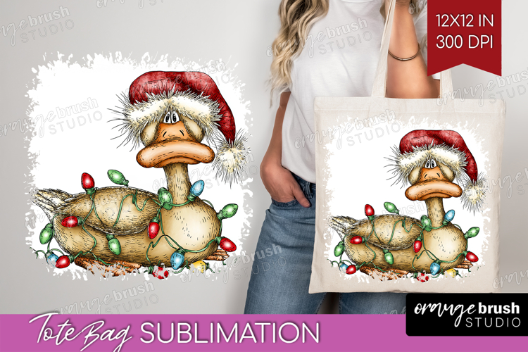 Goose Tangled In Christmas Lights Tote Bag Funny Xmas Tote