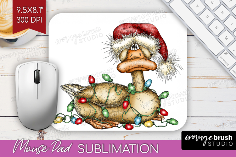 Goose Tangled In Christmas Lights Mouse Pad Sublimation