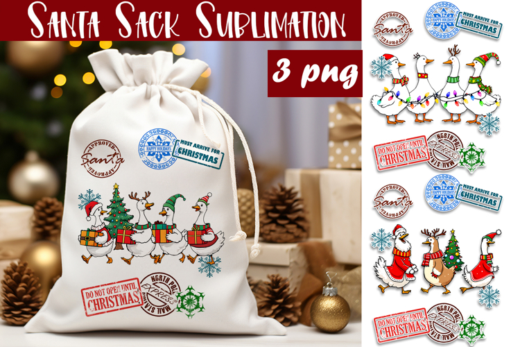 Santa Sack Sublimation | Christmas Goose PNG Santa Sack