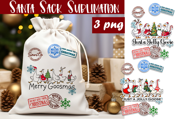Santa Sack Sublimation | Christmas Goose PNG Santa Sack