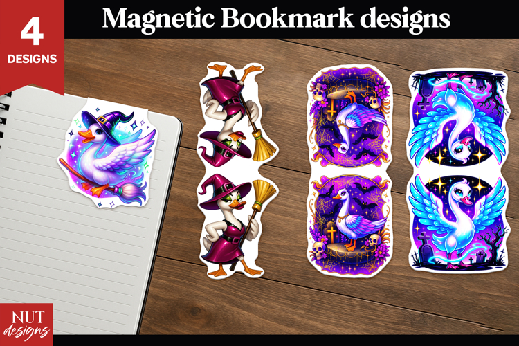 Halloween bookmarks Funny goose witch Magnetic Bookmarks