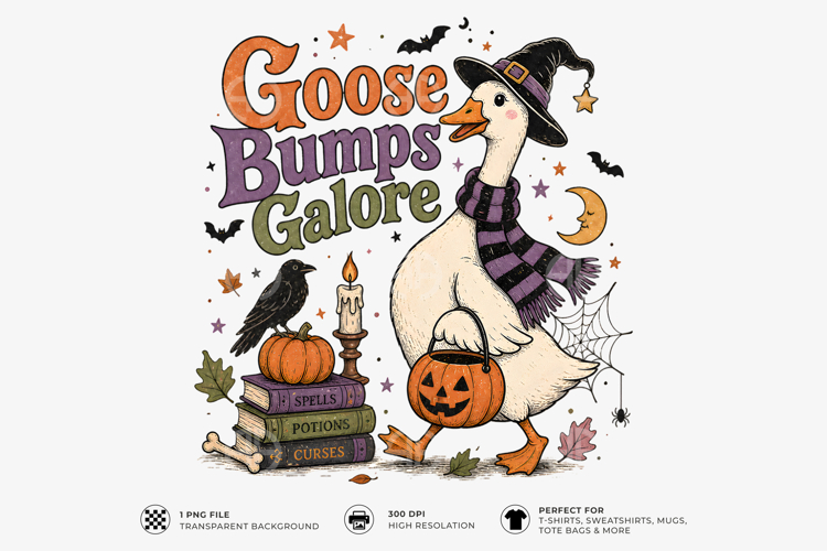 Goose Bumps Galore Halloween Sublimation PNG T-Shirt Design
